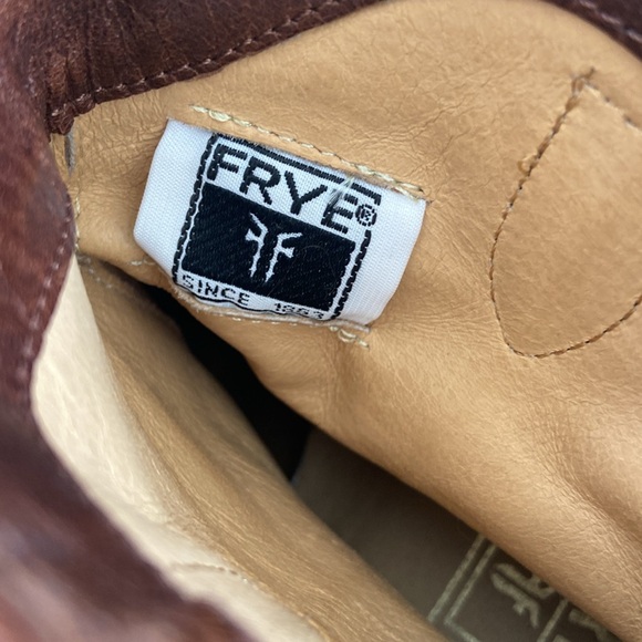 FRYE Brown Leather Western Cowboy Pull-On Ankle Boots - Picture 8 of 10